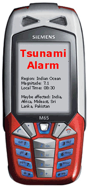 Tsunami Warnung auf Mobiltelefon